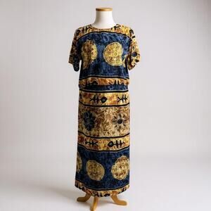 Polynesian Tribal Tiki Top& Maxi Skirt XL Twin Set